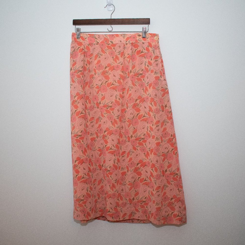 Vintage Pendleton Miss Sophisticates Size 8 Rose/Floral Coral Colored Long Skirt